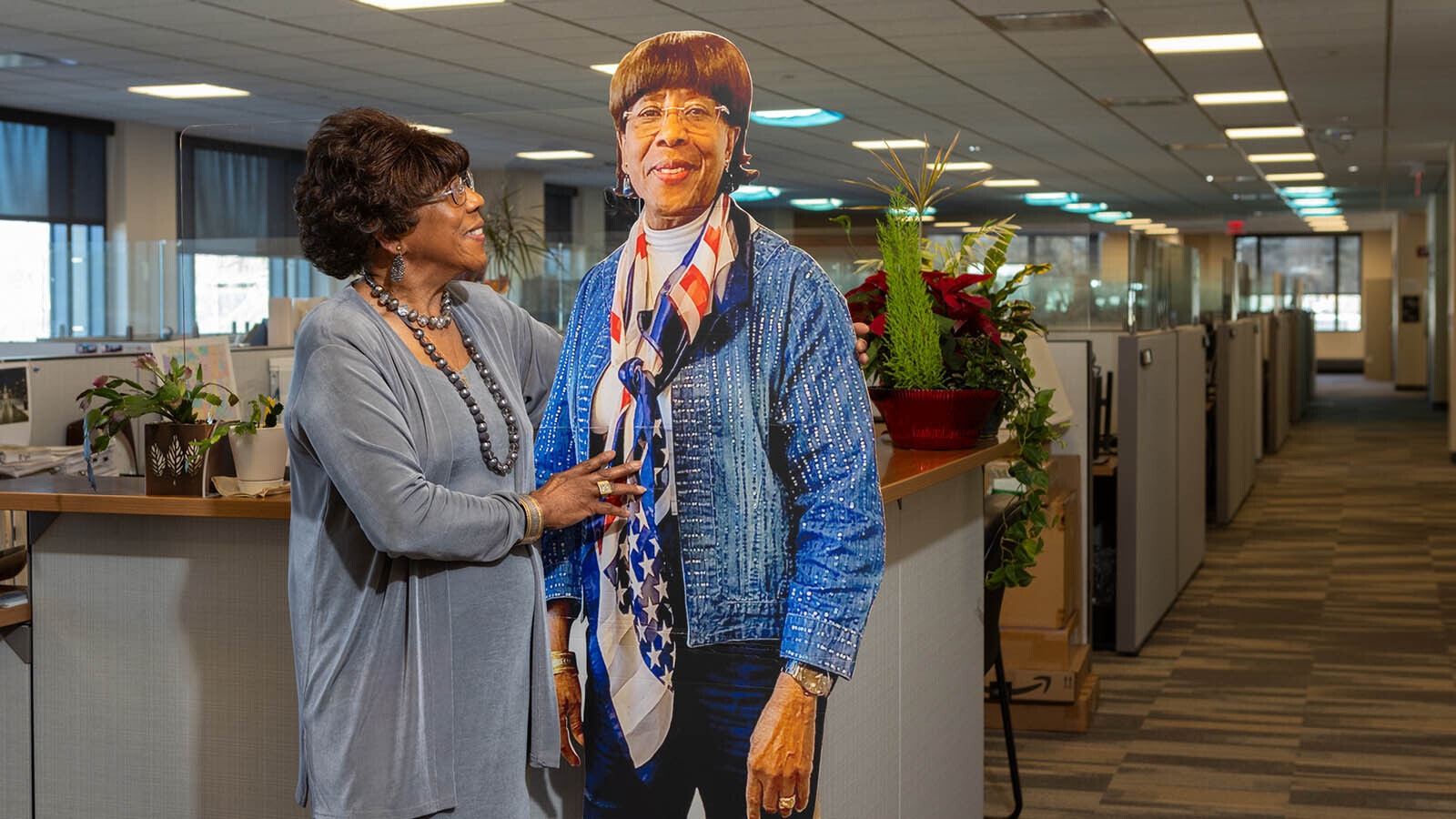 Rita Watson has worked for the state of Wyoming for 54 years. One time when she left for vacation, her coworkers had this life-sized cutout of her made and put it at her desk.