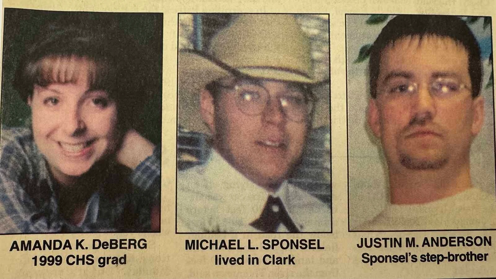 The three people who died after reaching the end of County Road 8VC in the early morning hours of May 5, 2002. Investigators believed the vehicle, carrying five people, was going 66 mph when it launched off the end of the pavement and some of the victims, including the driver, were intoxicated when it happened.
