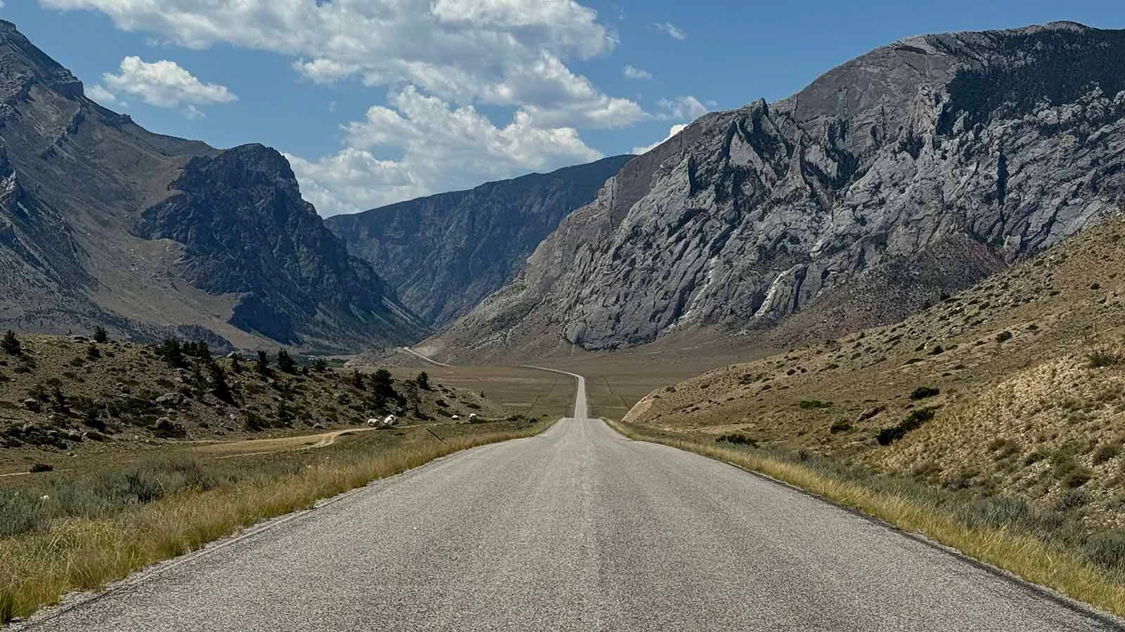 County Road 8VC, "the Road to Nowhere" outside Clark in northwest Wyoming. This 8-mile road leads to and abruptly ends at the mouth of the Clarks Fork Canyon, part of an early attempt to build a road from Cody to Cooke City, Montana in the 1960s.