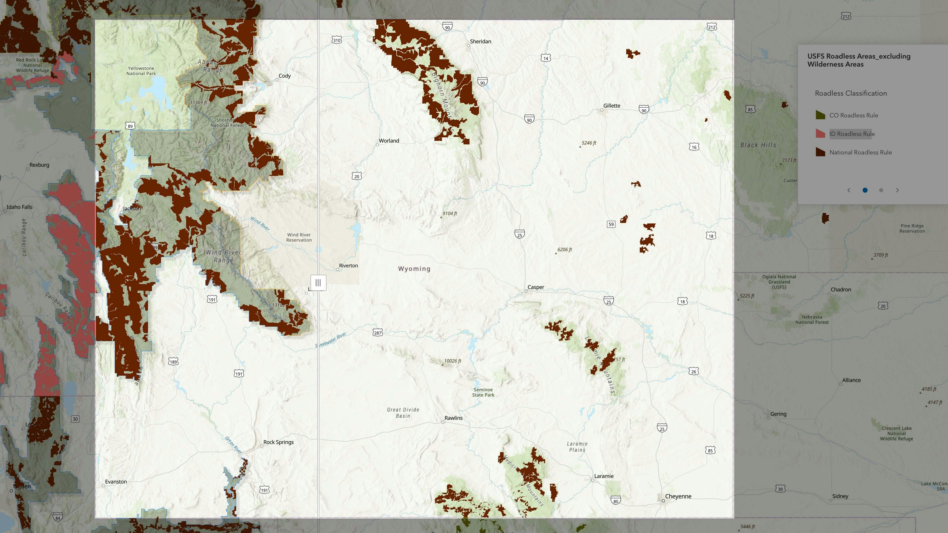 The 2001 Roadless Rule applies to wildneress all over Wyoming.