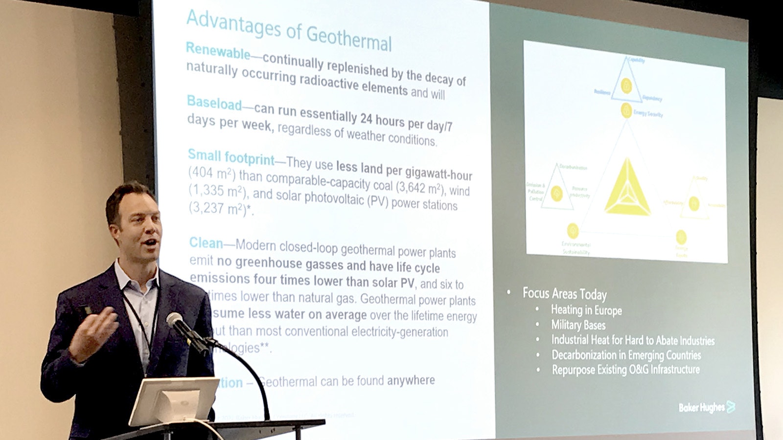 Rob Klenner, director of geothermal technology and innovation for Baker Hughes, talks about geothermal potential at the Next Frontier Energy Summit in Cheyenne on Tuesday. 