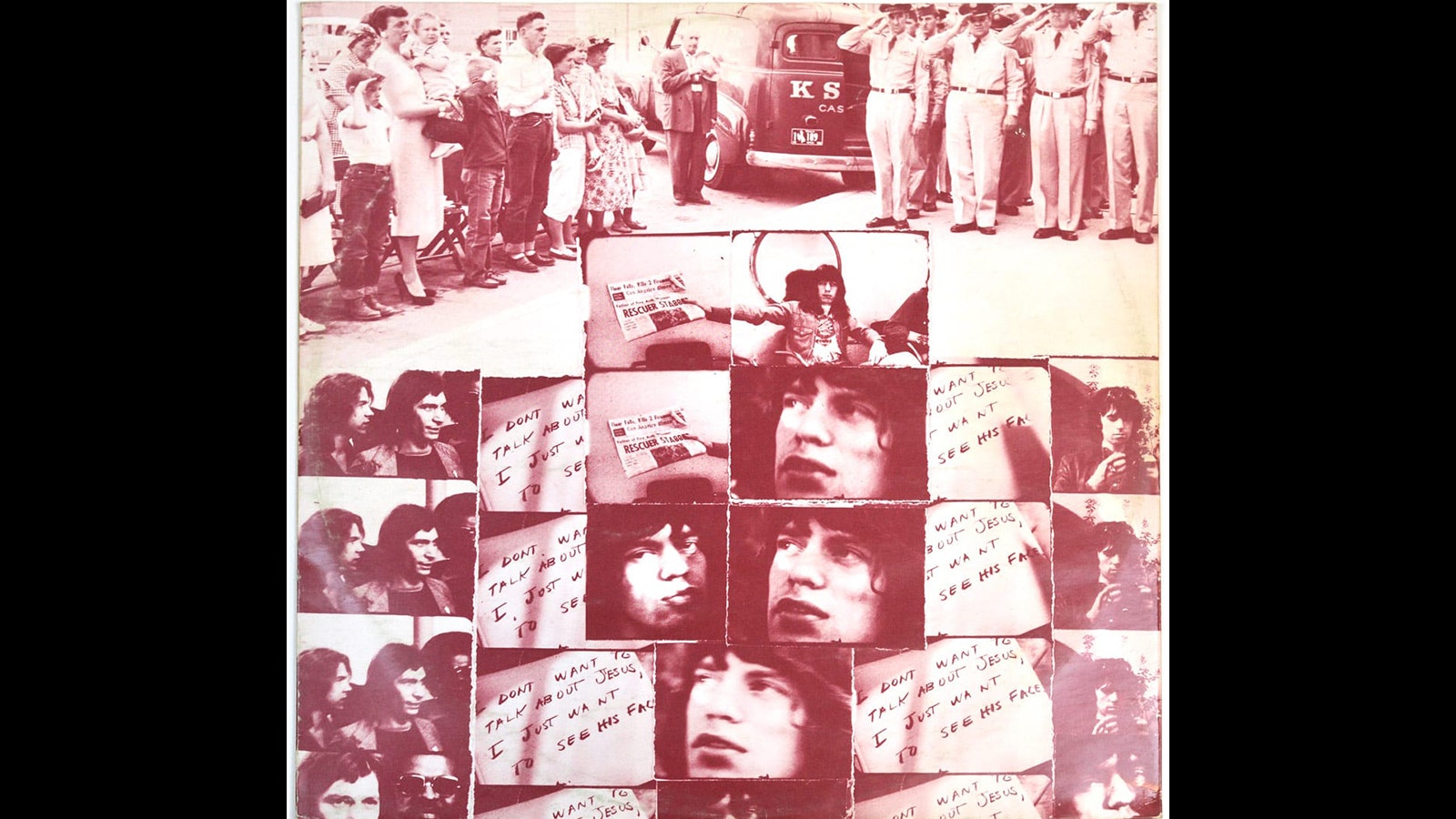 Robert Frank's Wyoming photo of people lining the street during an Armed Forces Day ceremony in 1956 was used as art on the sleeve of the Rolling Stones' "Exile on Main Street" album.