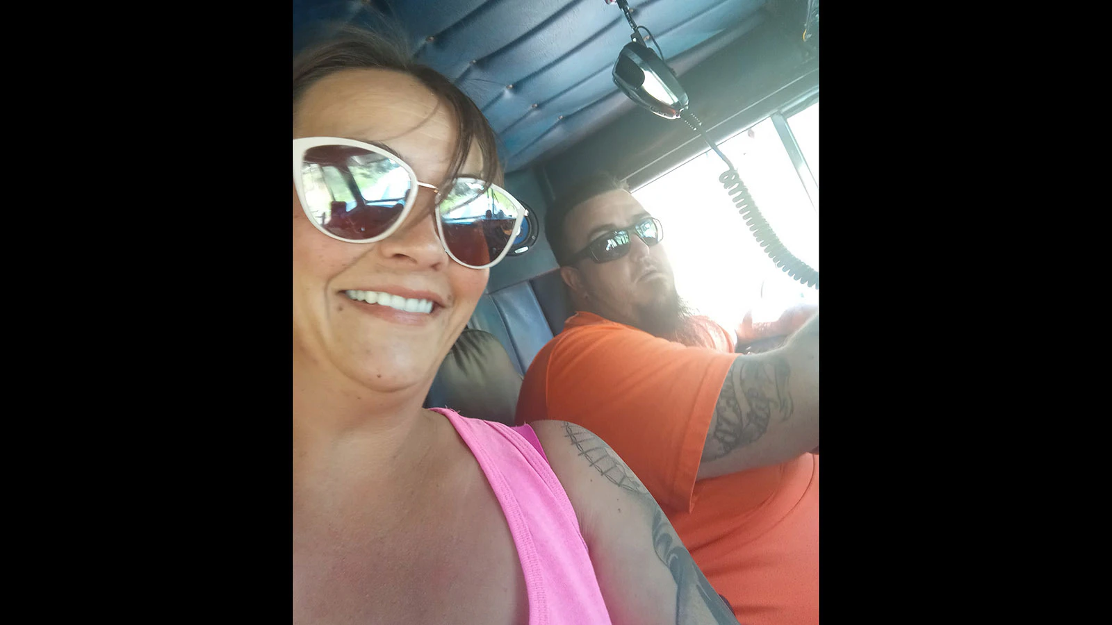 Neshako Kay Saad rides alongside her husband, Robert. She estimates they traveled 180,000 miles together.