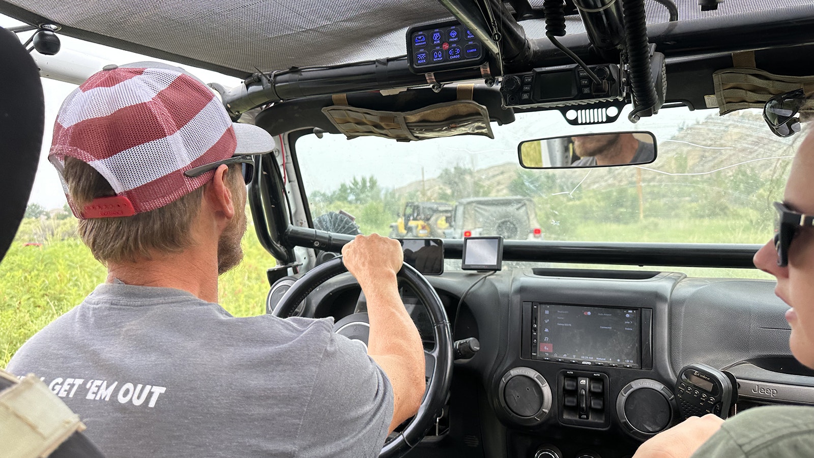 Tim and Ashley Haid driving their jeep on the Wagonhound Off-Road Park.