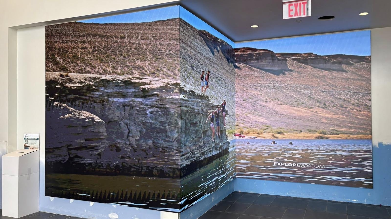 One of the unique features of the new Rock Springs Airport terminal is a wraparpound video board at the exit that can feature all kinds of messages and Wyoming landscapes.