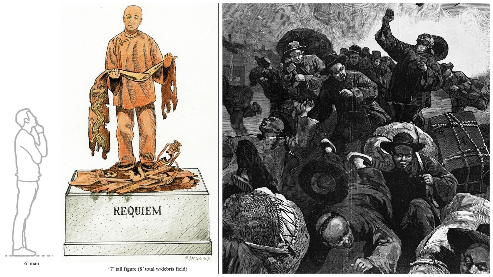 An illustration of the sculpture "Requiem" Lander artist David Alan Clark is creating for Rock Springs to memorialize the Chinese Massacre of 1885. The event made national news at the time, including this illustration that was published in Harper's Weekly on Sept. 26, 1885.