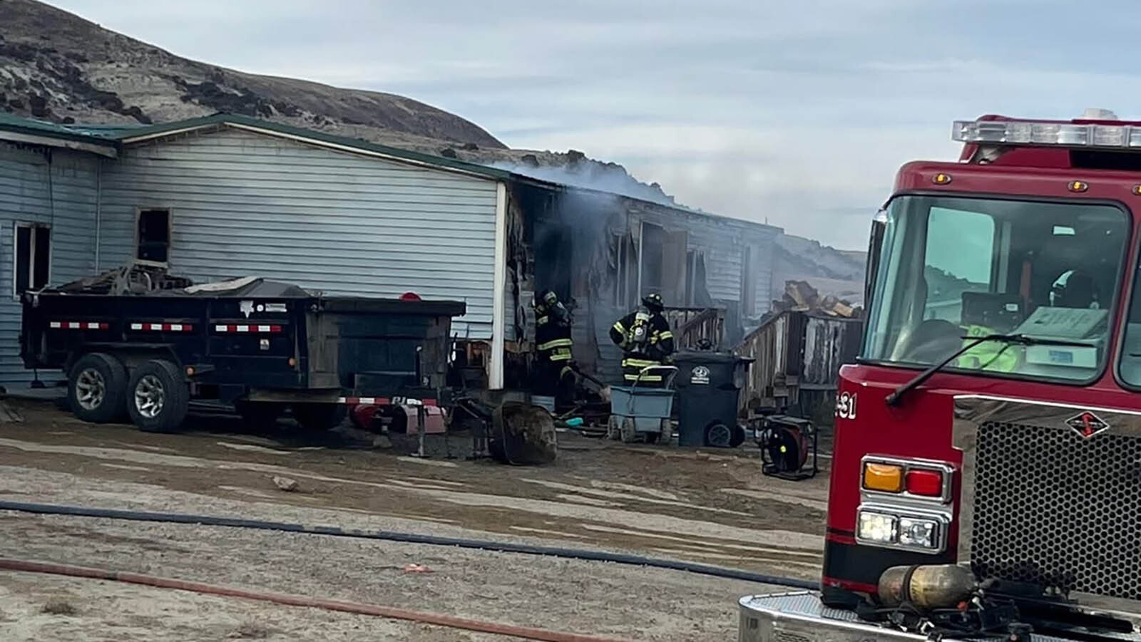 Four engines from Sweetwater County Fire District No. 1 and Rock Springs battled the fire at a Rock Springs home Tuesday for seven hours.