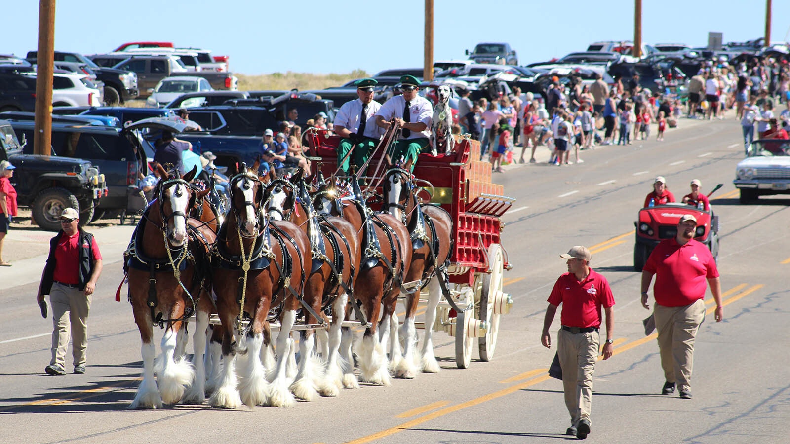The famous Budweiser Clydesdales lead off the third annual Rock Springs Liberty Parade on Thursday, July 4, 2024.