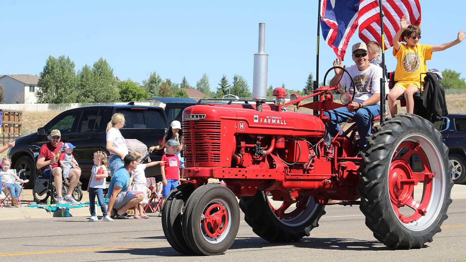 It's not a Wyoming parade without horses and vintage tractors.