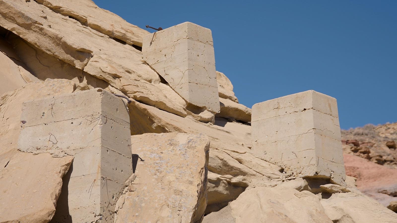 Cement blocks are one of the few things remaining near the old coal mine entrances in Rock Springs.