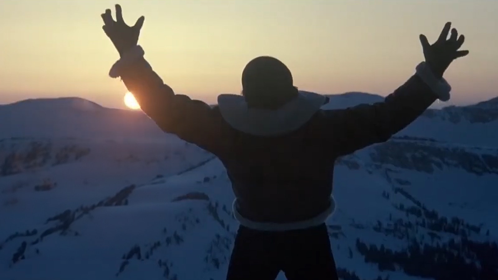 Rocky on top of Cody Peak during the climax of the famous Siberian training montage in "Rocky IV."