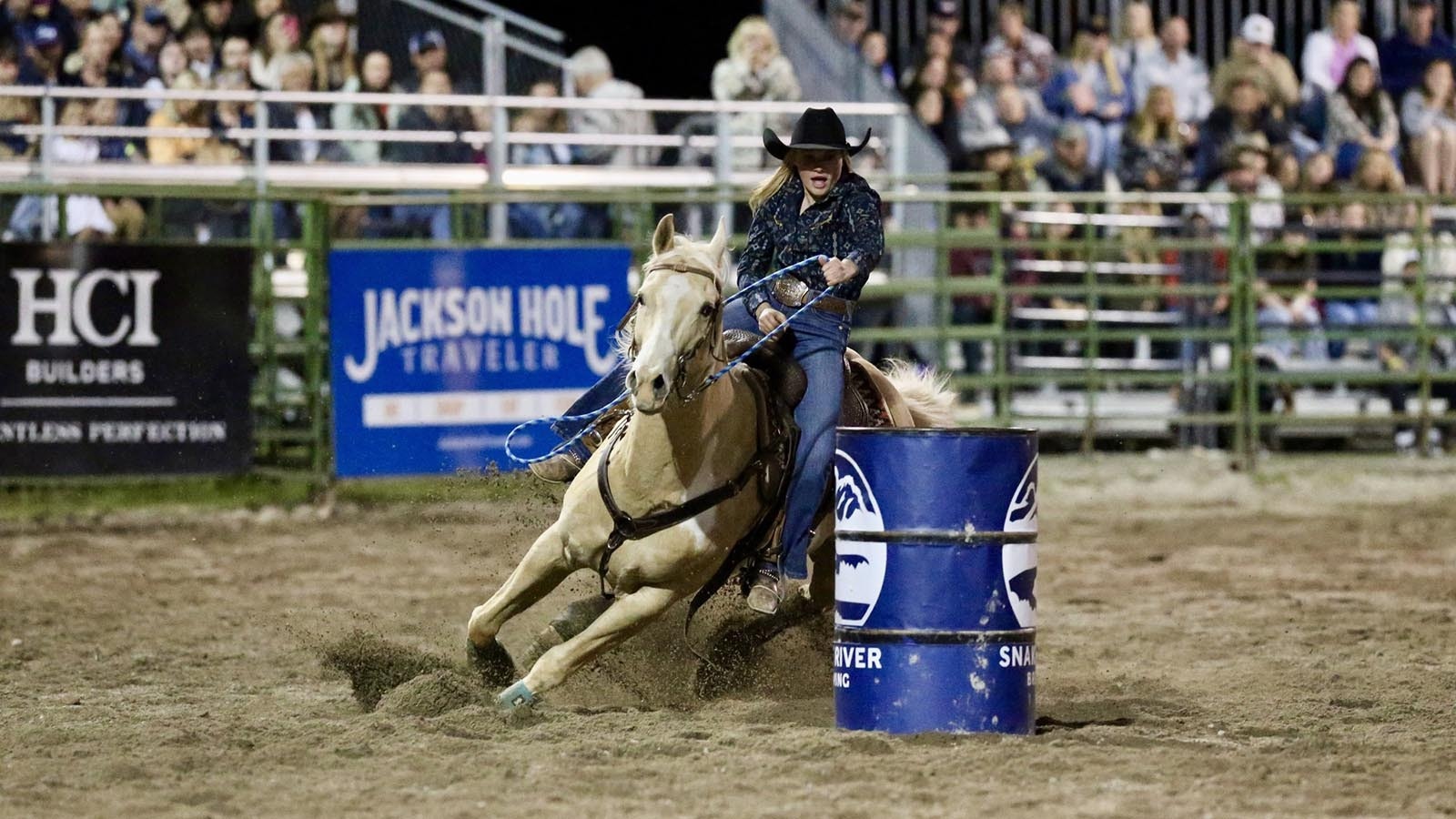 Rodeo Barrel Racing Sometimes a cowgirl will yell to her horse about staying clear of the barrel JH Rodeo 6 22 24