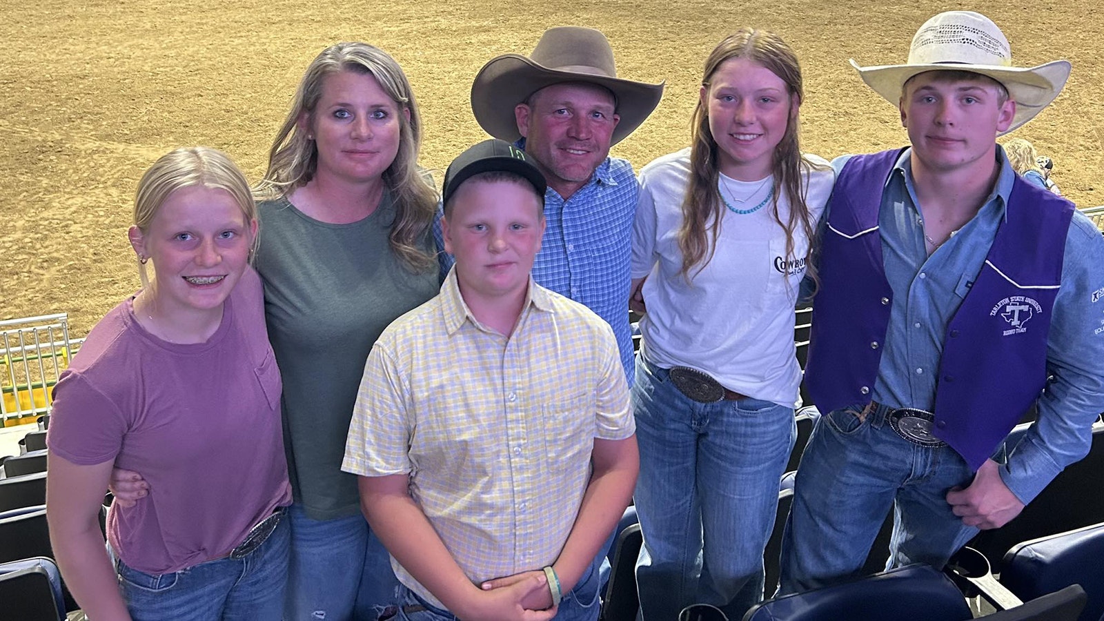 The Farrell family at the College National Finals Rodeo in Casper this summer.