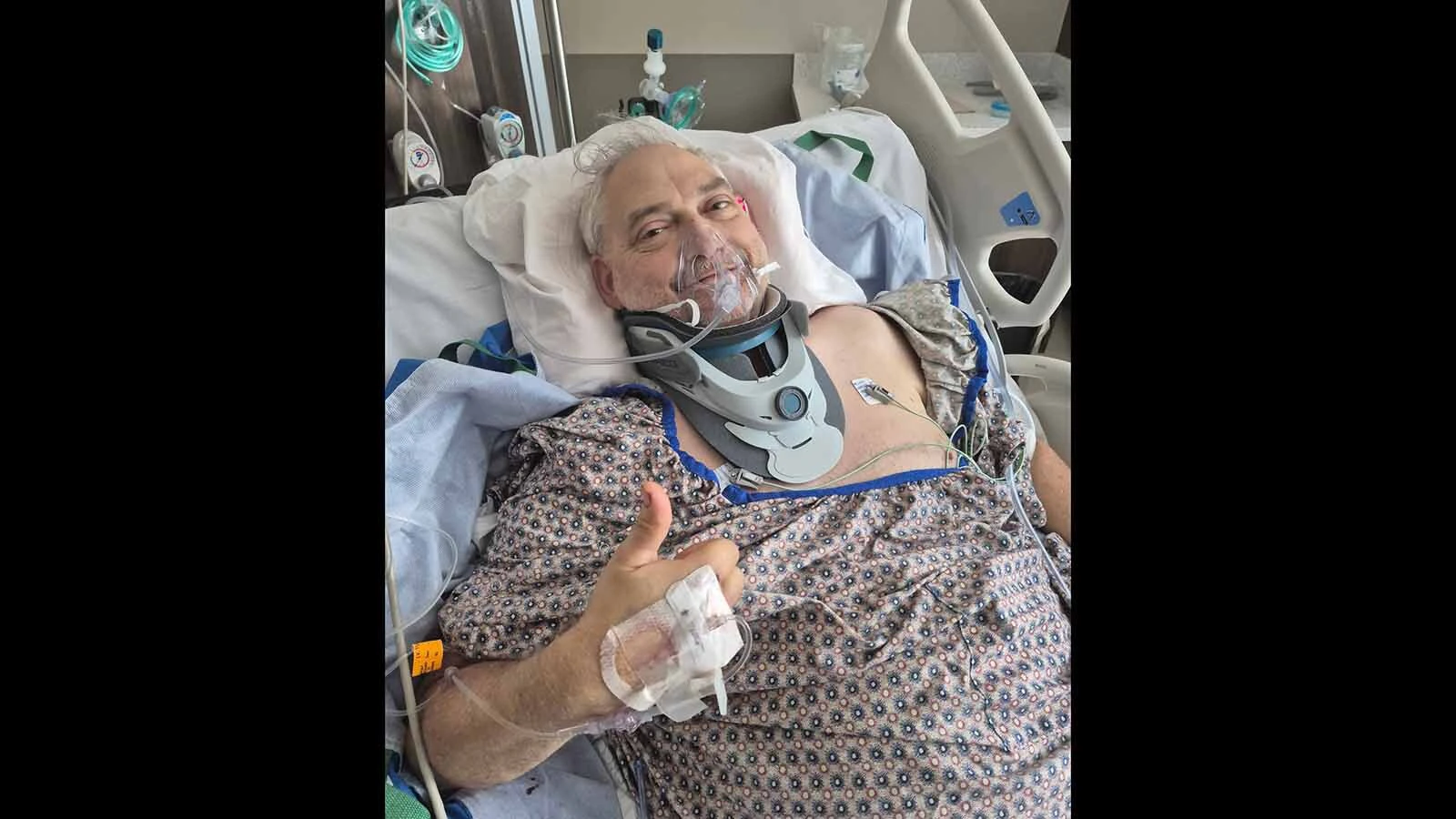 Roger Davis, a Casper pastor and mechanic, is facing a long recovery, laid up in a Denver-area hospital with a broken neck and hip, three broken ribs, a broken heel, shattered leg and mission teeth after a violent crash on Interstate 25 that nearly killed him.
