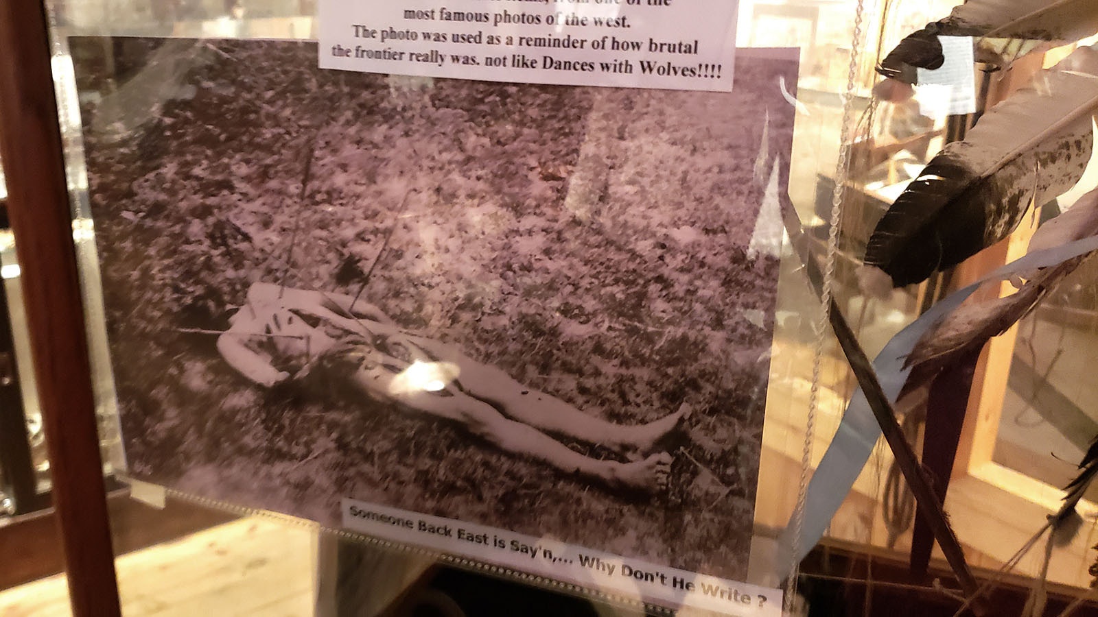 The arrow behind the photo is believed to have come from the body shown in the picture.