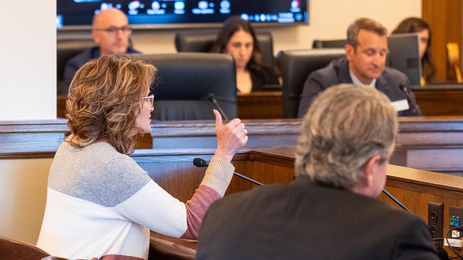 Katie Talbott, state House chief clerk, speaks about electronic voting and possibility of displaying votes.