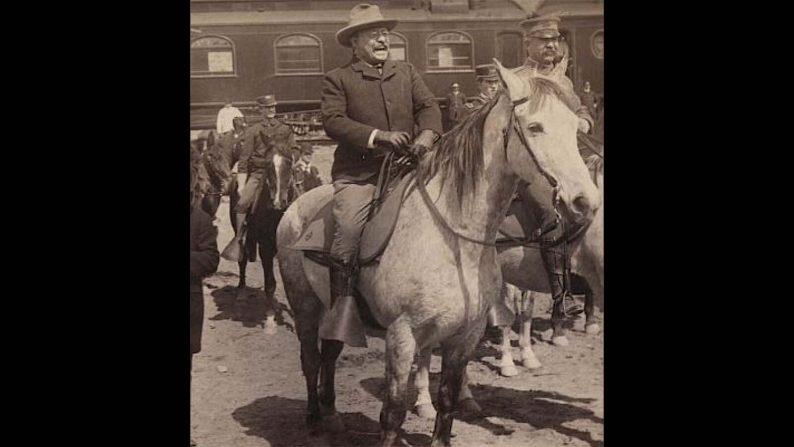 Teddy Roosevelt prepares to enter Yellowstone during his 1903 visit.