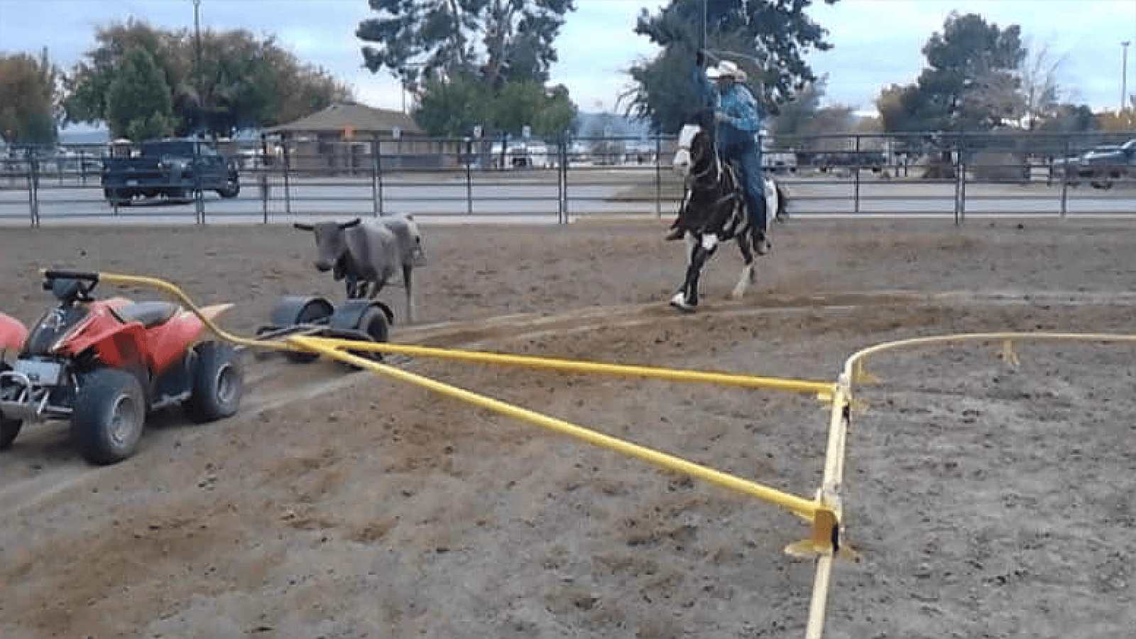 To streamline steer roping practice, people started pulling dummy cows with ATVs. A pair of cowboy engineers took it a step further, inventing a rodeo practrice system where the ATV drives itself.