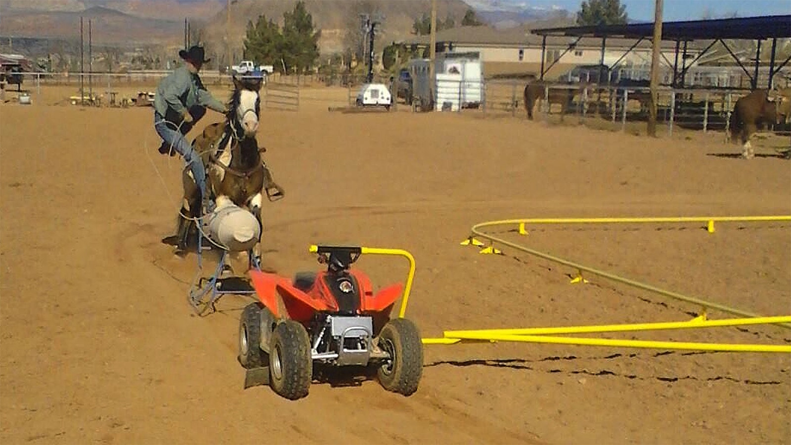To streamline steer roping practice, people started pulling dummy cows with ATVs. A pair of cowboy engineers took it a step further, inventing a rodeo practrice system where the ATV drives itself.