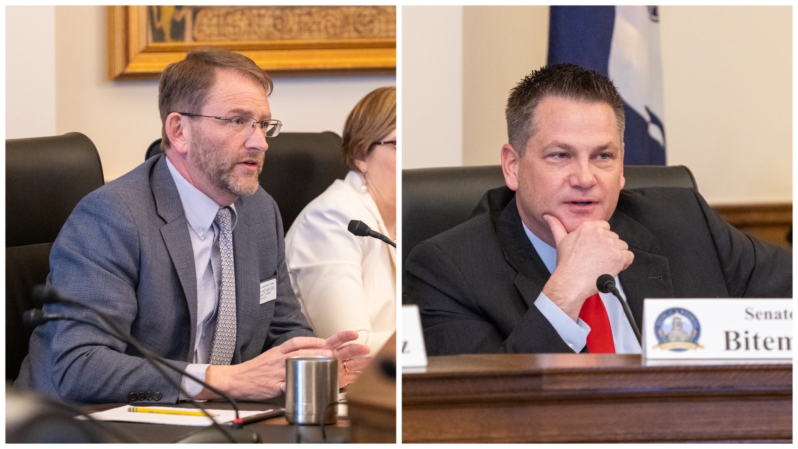 State Sens. Chris Rothfuss, D-Laramie, left, and Bo Biteman, R-Ranchester.