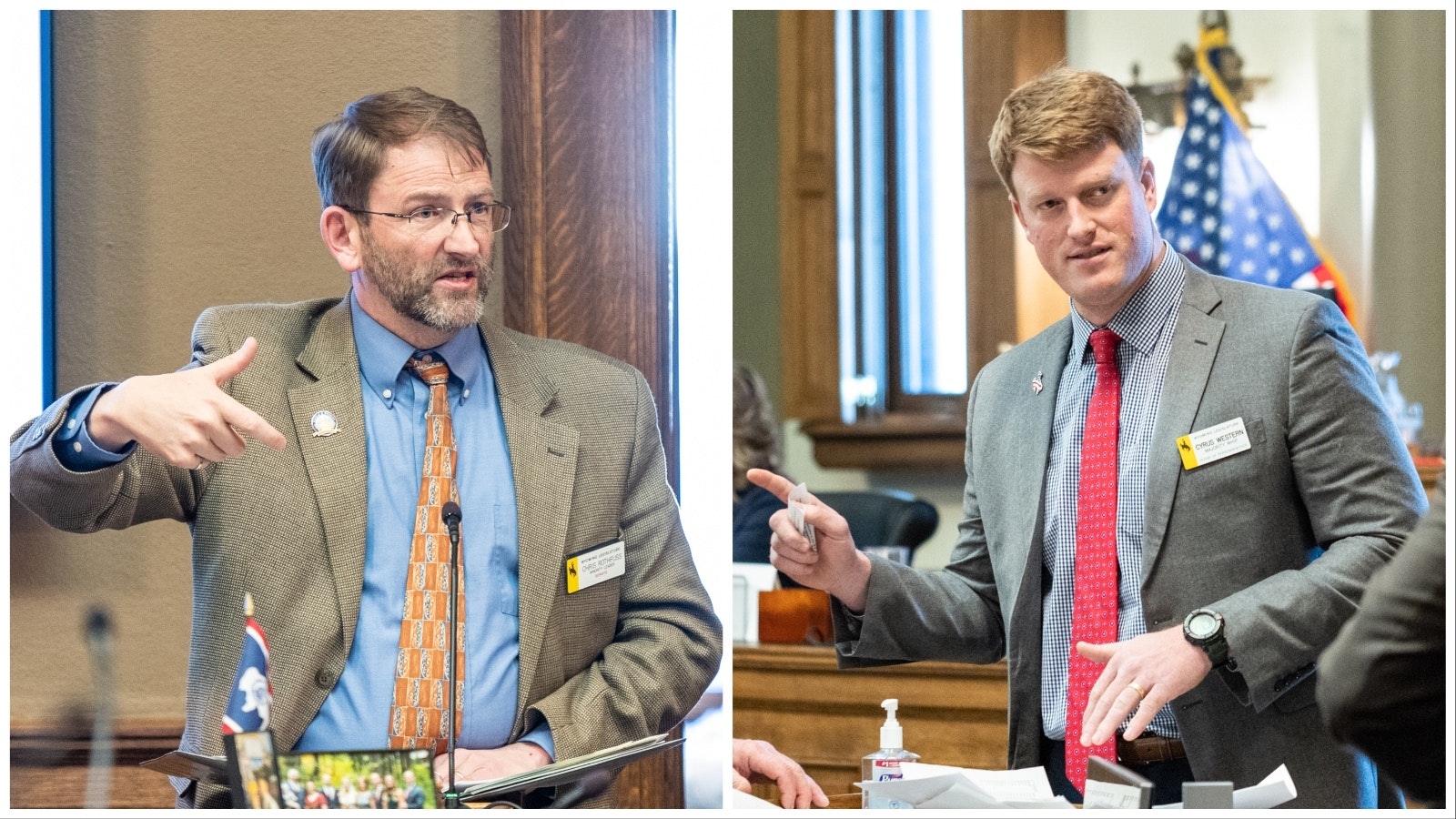 Wyoming state Sen. Chris Rothfuss, D-Laramie, left, and Rep. Cyrus Western, R-Big Horn, serve on the state's Select Blockchain Committee and say Wyoming can continue to be a leader in the digital space by working with top experts on regulating generative AI.