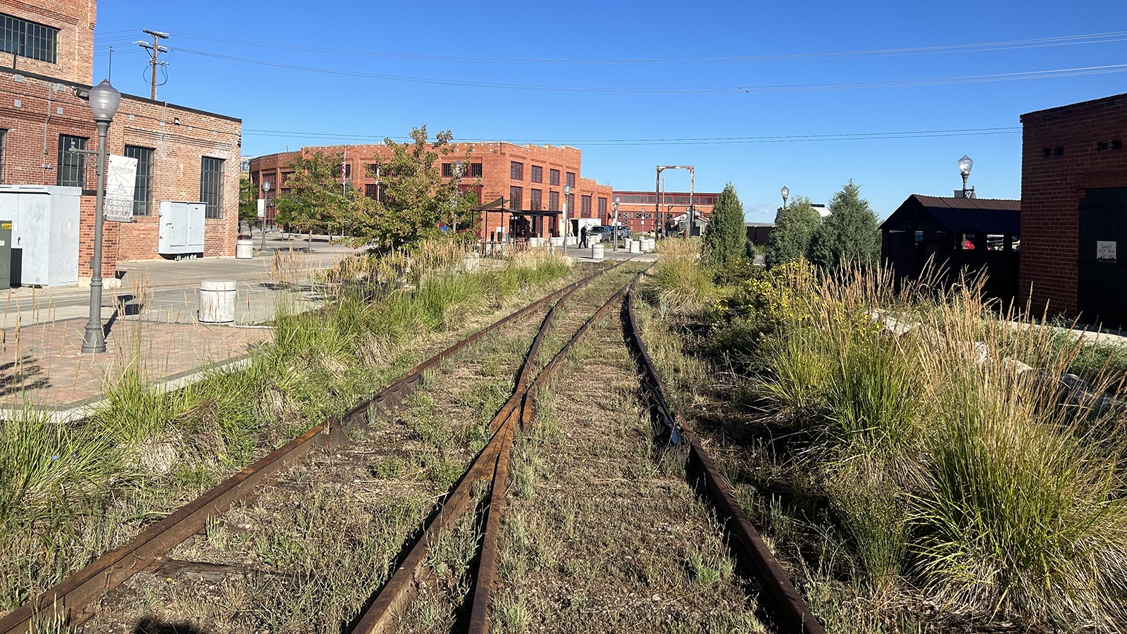 Old tracks lead toward the Evanston Roundhouse. Part of the building was refurbished in 2007 and is now used as a community center. Phase two of the project is currently underway.