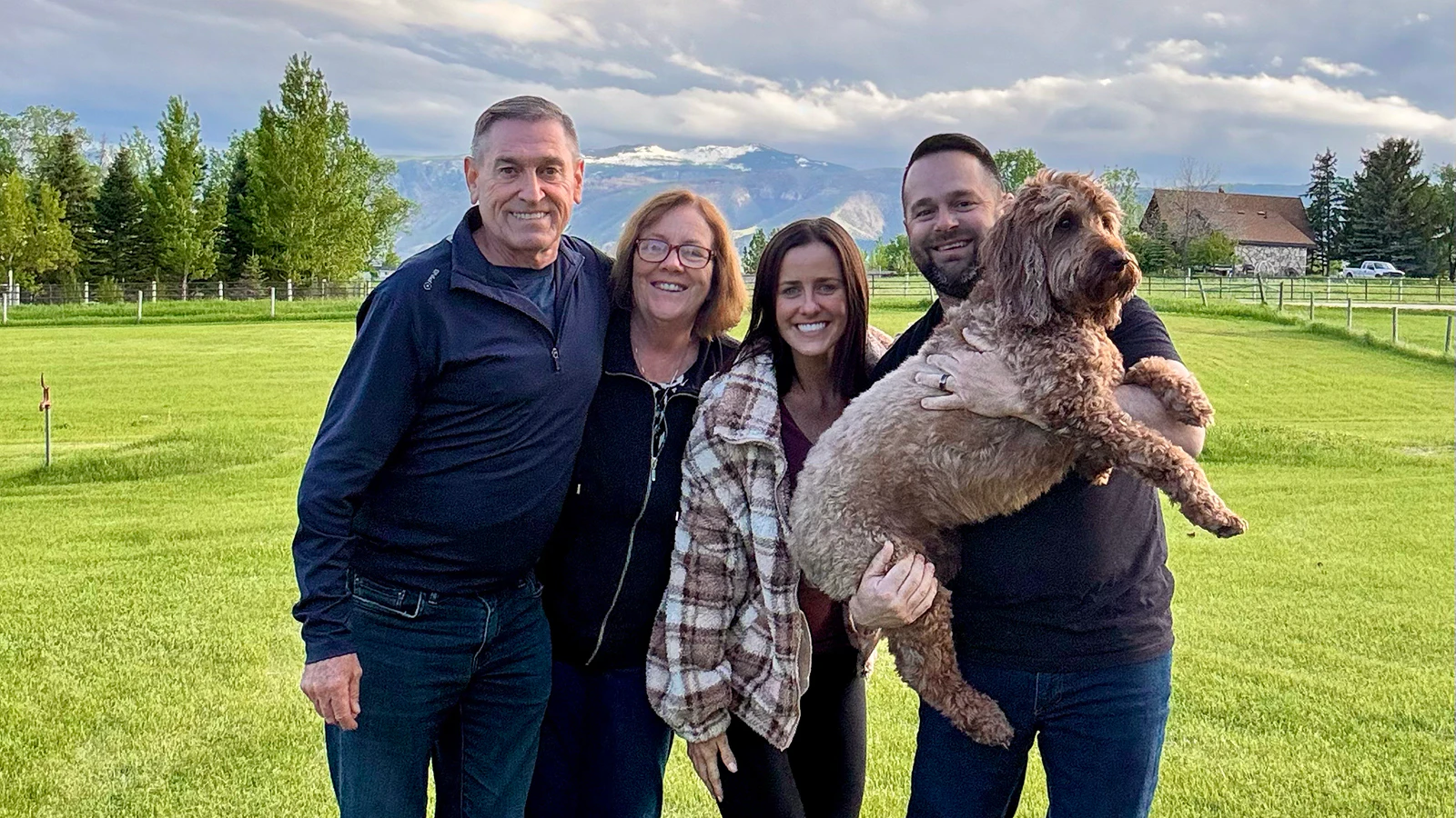Kate Gladdin and husband, Nate, pose with her parents Julie and Vince Fitzsimons at their home in Sheridan. It was the Australian couple's second trip to Wyoming during which Julie was struck and killed by a driver in downtown Sheridan.