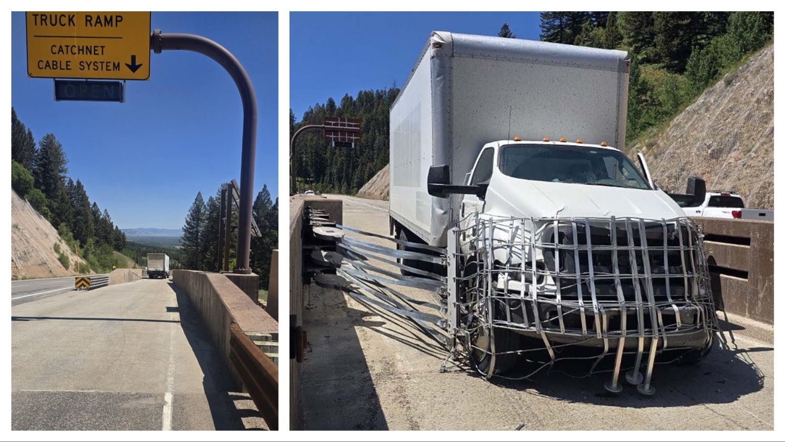 A box truck lost its brakes on Thursday and was saved by the “catchnet” vehicle arrestor system installed on Teton Pass, one of two in the state.