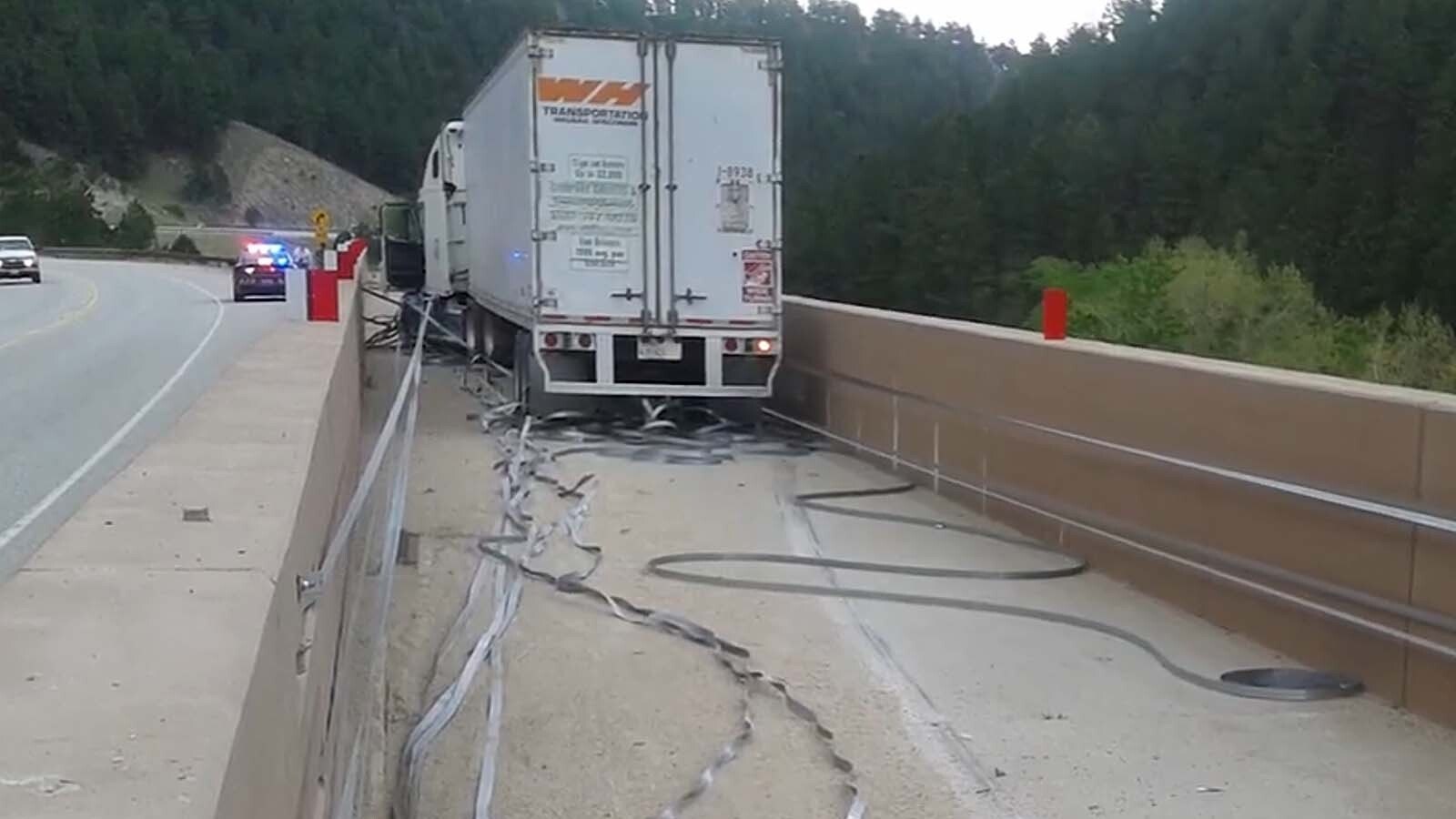 The "catchnet" vehicle arrestor system on Teton Pass is one of two in Wyoming. It uses a series of nets to slow and stop runaway trucks and cars. It's been tested successfully with a fully-loaded dump truck hitting the nets at 60 mph.