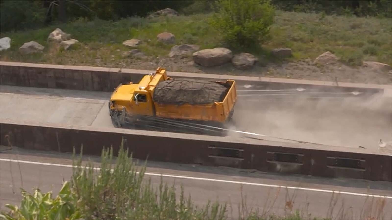 The "catchnet" vehicle arrestor system on Teton Pass is one of two in Wyoming. It uses a series of nets to slow and stop runaway trucks and cars. It's been tested successfully with a fully-loaded dump truck hitting the nets at 60 mph.