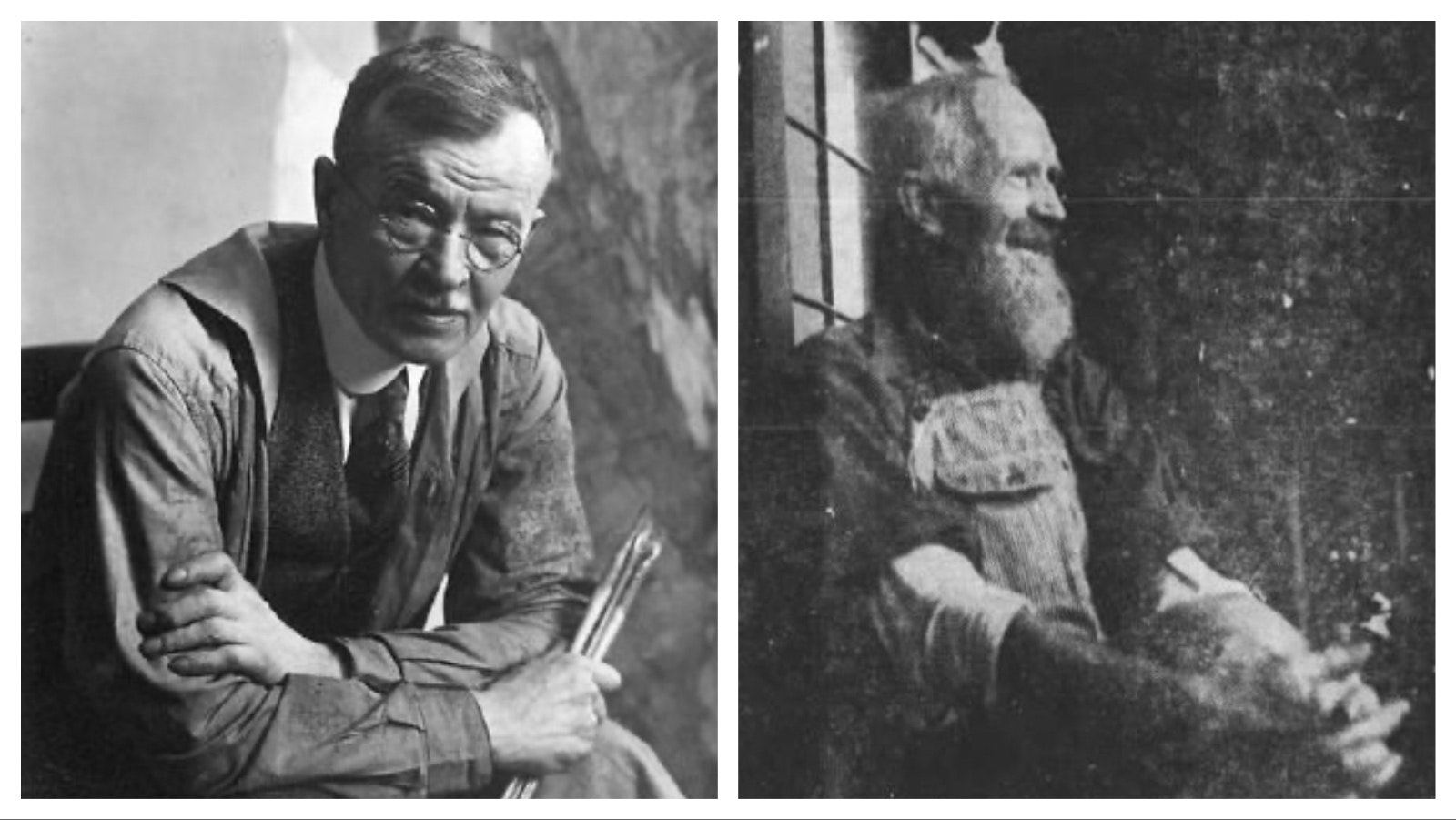 Carl Rungius, left, the famous painter of North American wildlife, was thankful to Albert Nelson for resetting his leg. Albert Nelson, right, was still quite the marksman in his older years, according to his great-grandson.