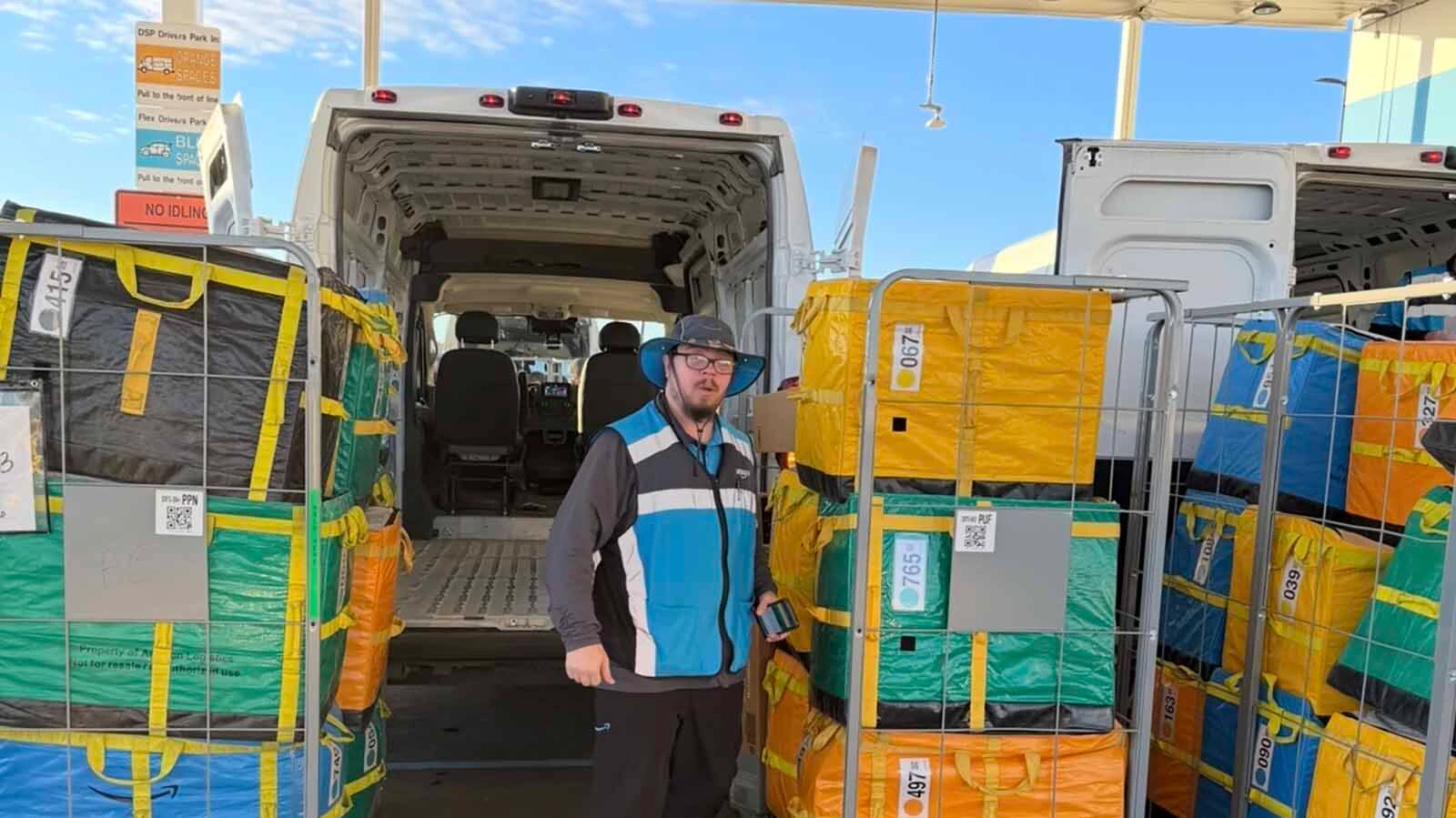 A delivery van is about to be loaded up with Amazon packages for delivery in rural Montana as well as some areas of Wyoming.