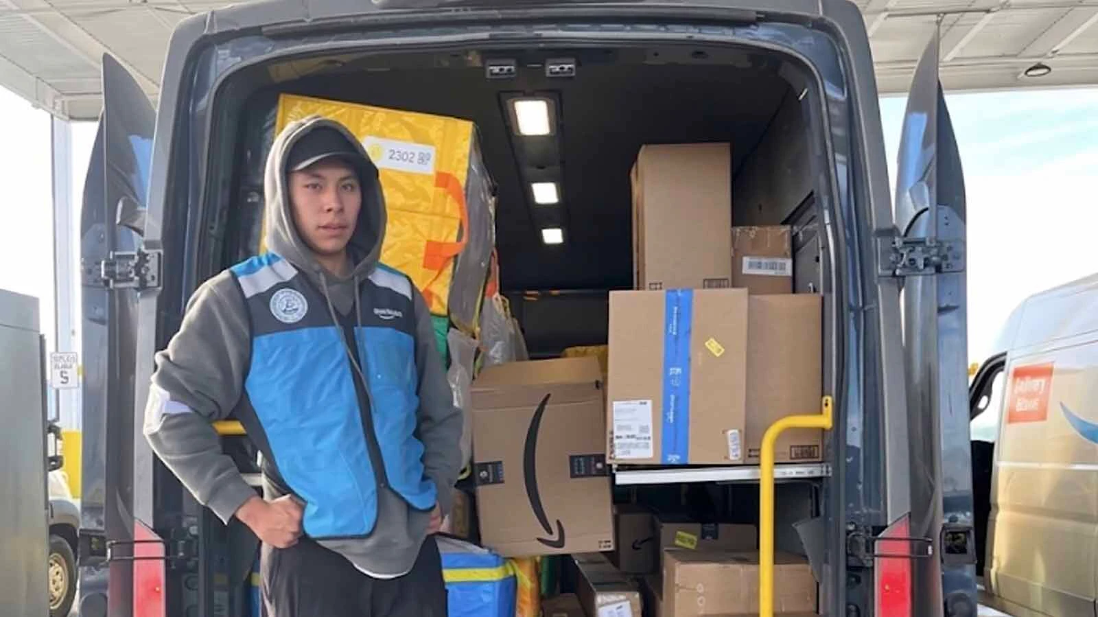 A driver for Righteous Roues Logistics with a fully loaded delivery van. The compnay mostly delivers in Montan but also covers some areas in Wyoming.