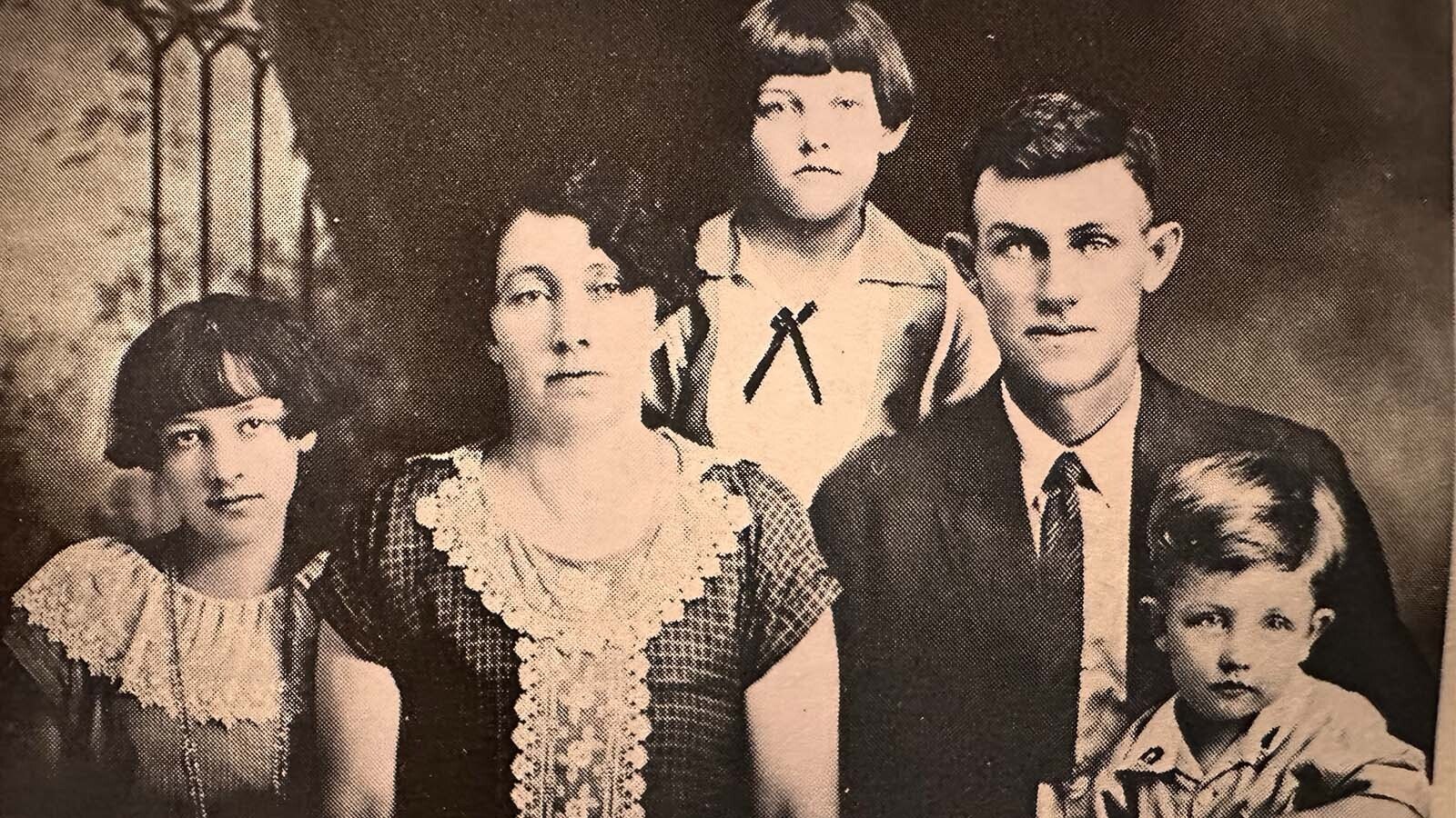 The Sargent family, Bonita, Nellie, Ruth, Forrest and Burton, were one of the rare families in rural Wyoming that had telephone service in the 1920s. Forrest had installed the line on his barbed wire fence for three miles down the road to his parent’s house. For years, they only were able to call his parents until the line was extended.