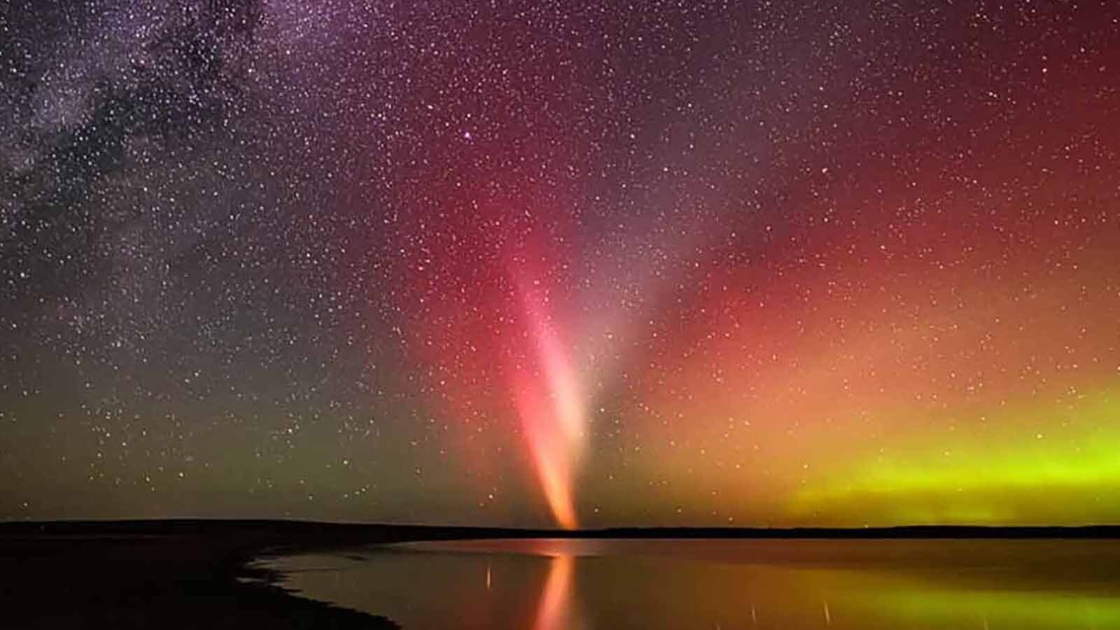 Tuesday morning's STEVE as seen from the Goldeneye Reservoir near Casper. STEVEs are different from auroras, but they are only known to occur during auroras, making them rare to see and photograph.
