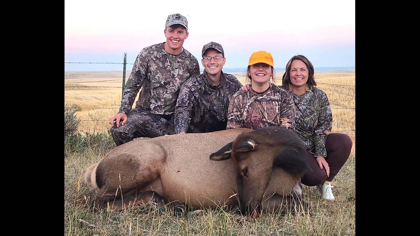 An elk hunt near Gillette was especially meaningful for the Swartzfager family of Pennsylvania. From left, Jacob, Lee, Sadie and Melissa (“Missy”). Lee, 45, is battling end-stage cancer, and wanted to make sure that Sadie got a chance at her first elk.