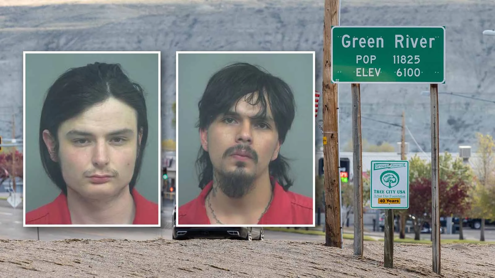 China Montana Aguilar, 21, left, and Carlos Samuel Chee, 23, were stopped just outside Green River on Interstae 80 on Monday, April 20, 2026, by a Sweetwater County Sheriff's Office deputy. Both are wanted on suspicion of first-degree murder for a hotel shooting in Salt Lake City.