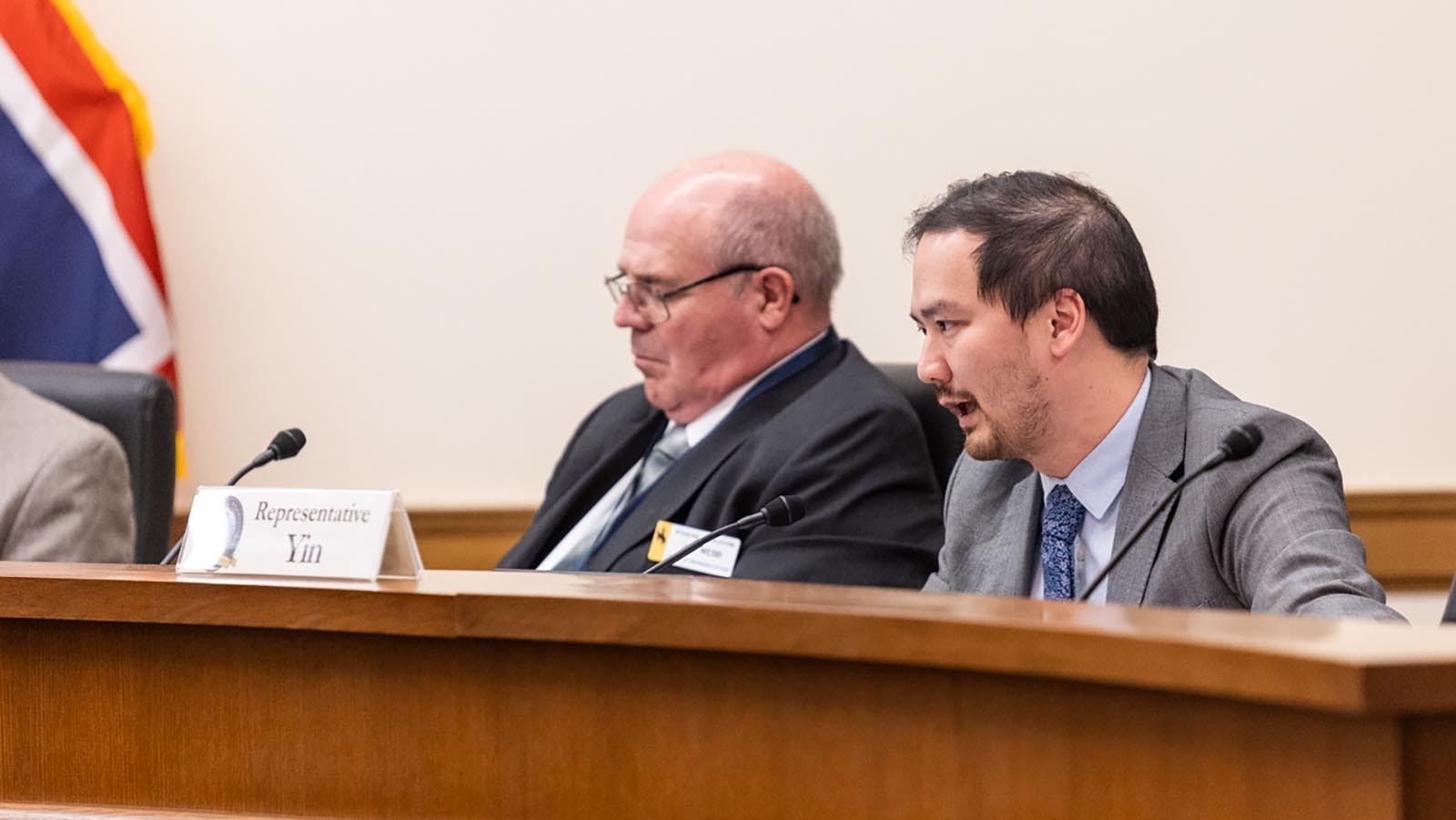 State Rep. Mike Yin, D-Jackson, testifies about a bill to ban sanctuary cities in Wyoming during a Jan. 24, 2025, meeting of the House Corporations, Elections and Political Subdivisions Committee.