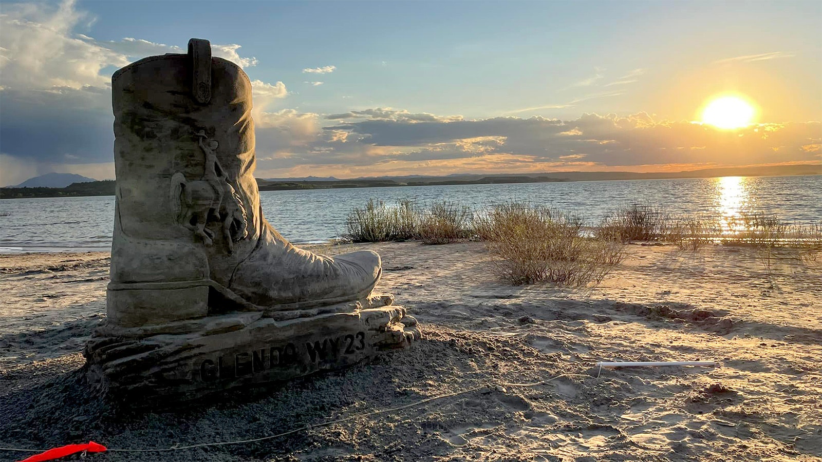 At sunset, this boot by Catherine Johnson Morris starts to look a lot like a giant boot made of real leather, even though it's really made of sand.