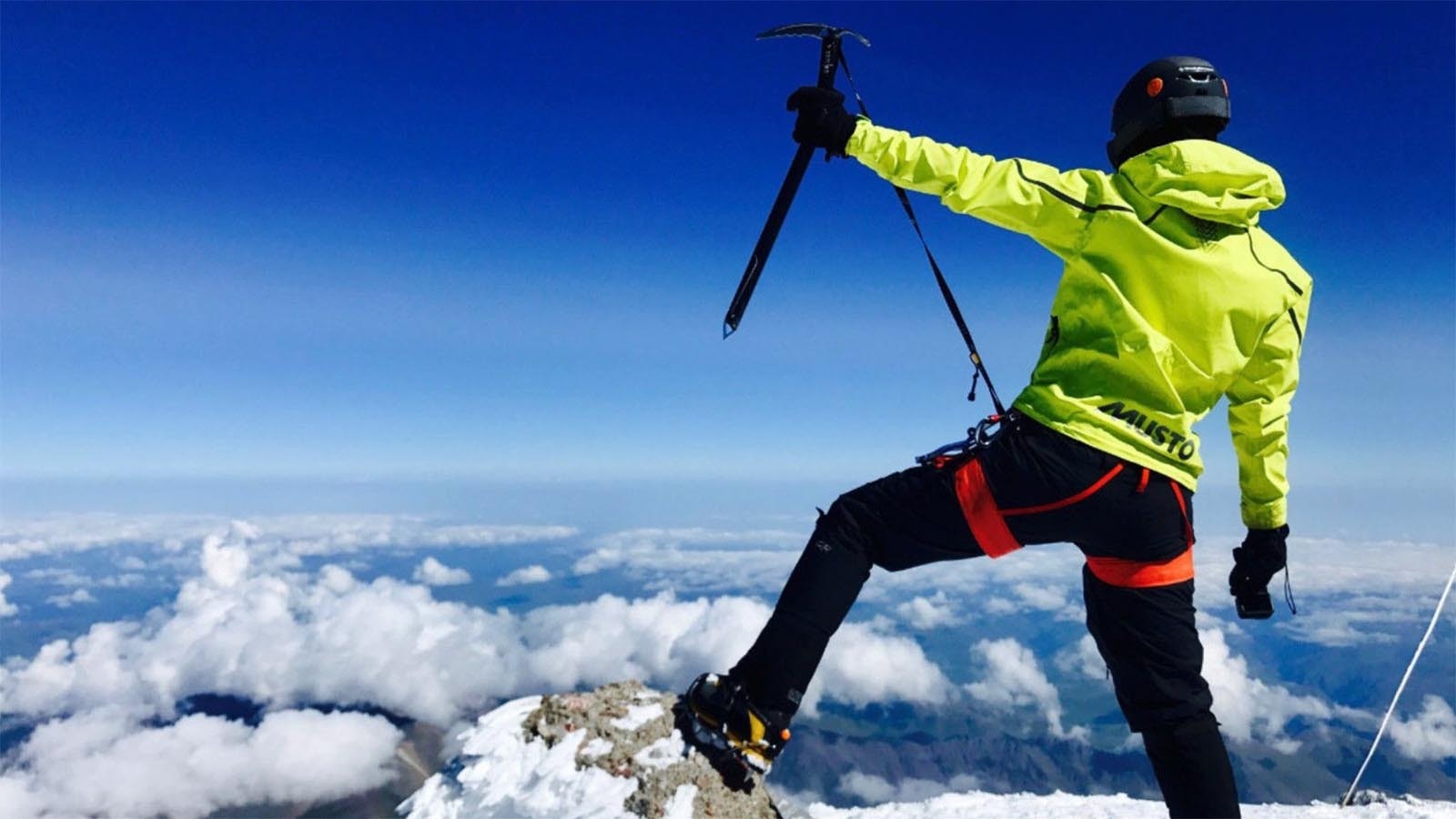 Sara Hastreiter at the top of Mount Elbrus, the tallest peak in Europe.