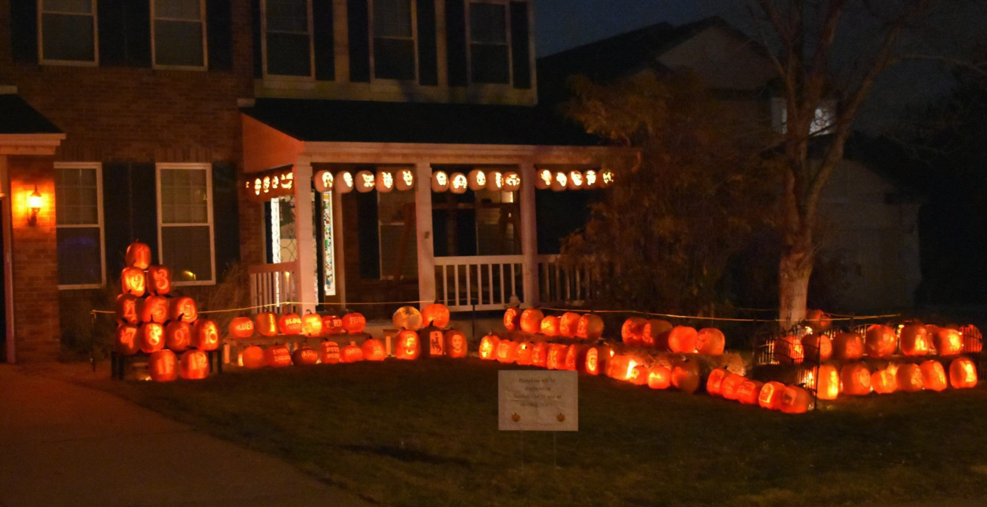 The display of carved pumpkins in front of Dave Cunningham's house is impressive. He works hundreds of hours for the four-hour display.