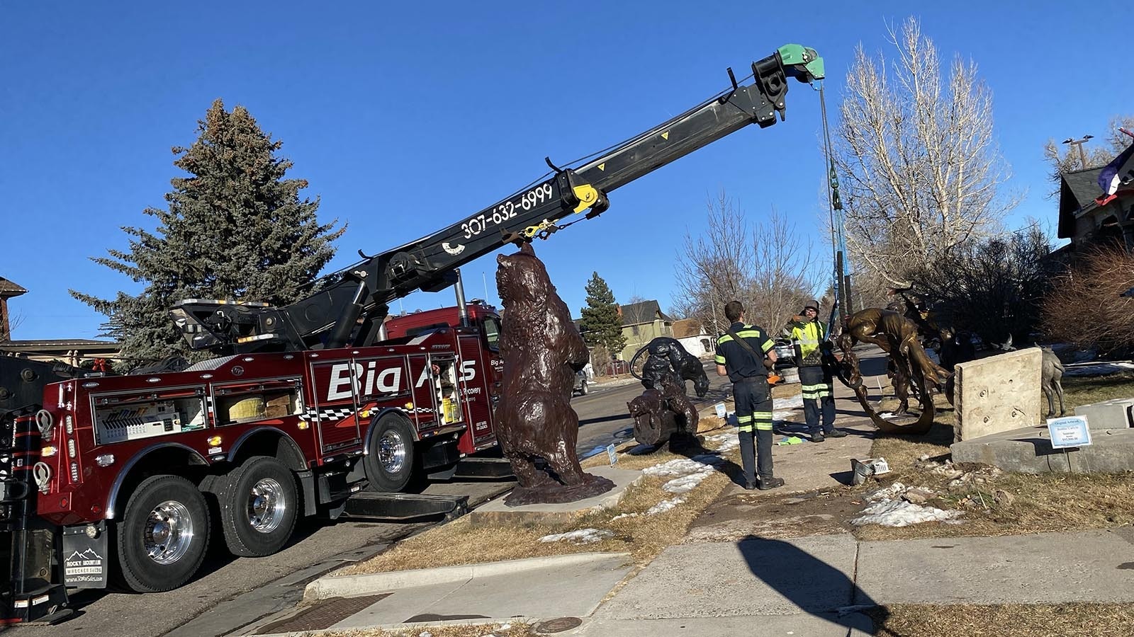 A $95,000 sculpture titled "Sunriser" was knocked over by a truck in the yard of Deselms Fine Arts in Cheyenne on Thursday, Jan. 16, 2025.