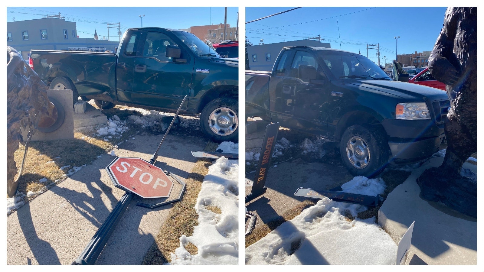 A $95,000 sculpture titled "Sunriser" was knocked over by a truck in the yard of Deselms Fine Arts in Cheyenne on Thursday, Jan. 16, 2025.