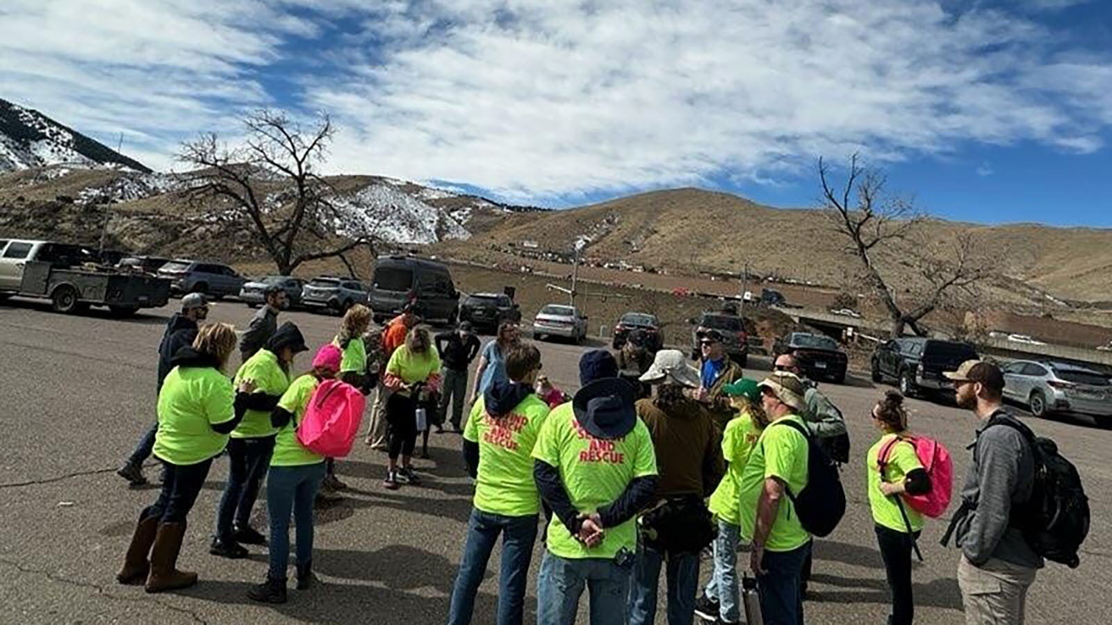 More than 50 volunteers showed up to search for traces of missing person, Nick Salvagni, whose abandoned vehicle was found at a park and ride site in Golden, Colorado.