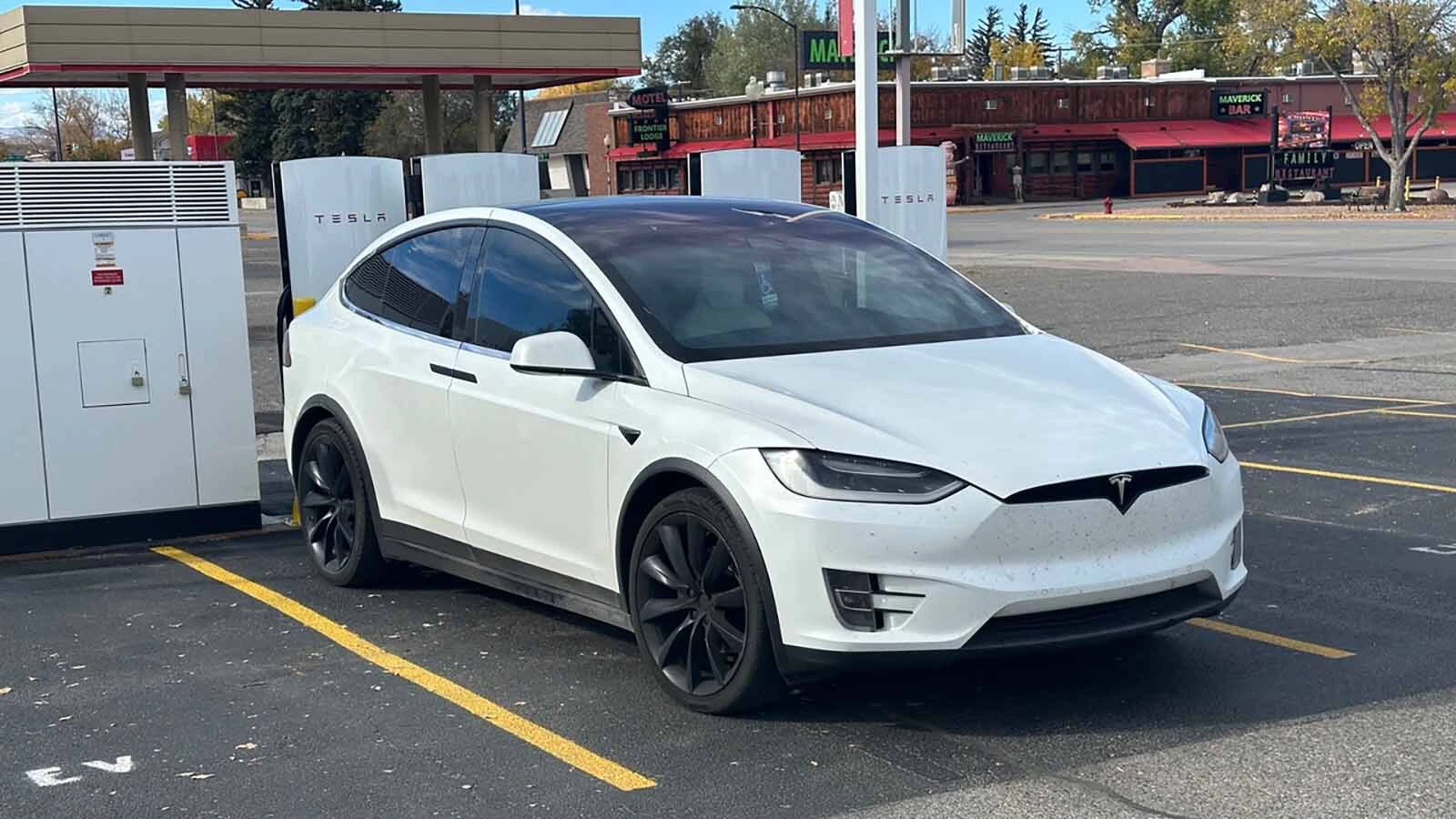 Charging at new Tesler Supercharger station at Mr. D’s in Lander.