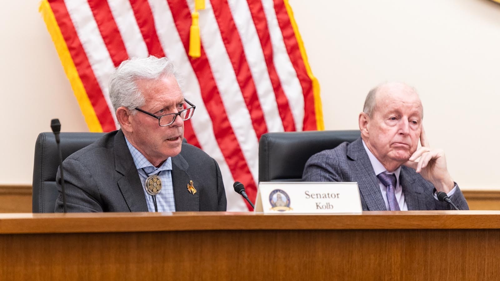 State Sen. John Kolb, R-Rock Springs, discusses a bill that would ban illegal immigrants from driving in Wyoming during a Feb. 18, 2025, meeting of the Sentate Transportion, Highways and Military Affairs Committee, which voted 4-1 to advance the bill to the full Senate.