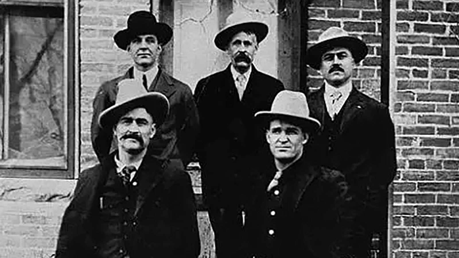 Defendants in the Spring Creek Raid case in 1909 are, clockwise from top left: Herbert Brink, Ed Eaton, George Saban, Tommy Dixon and Milton Alexander.