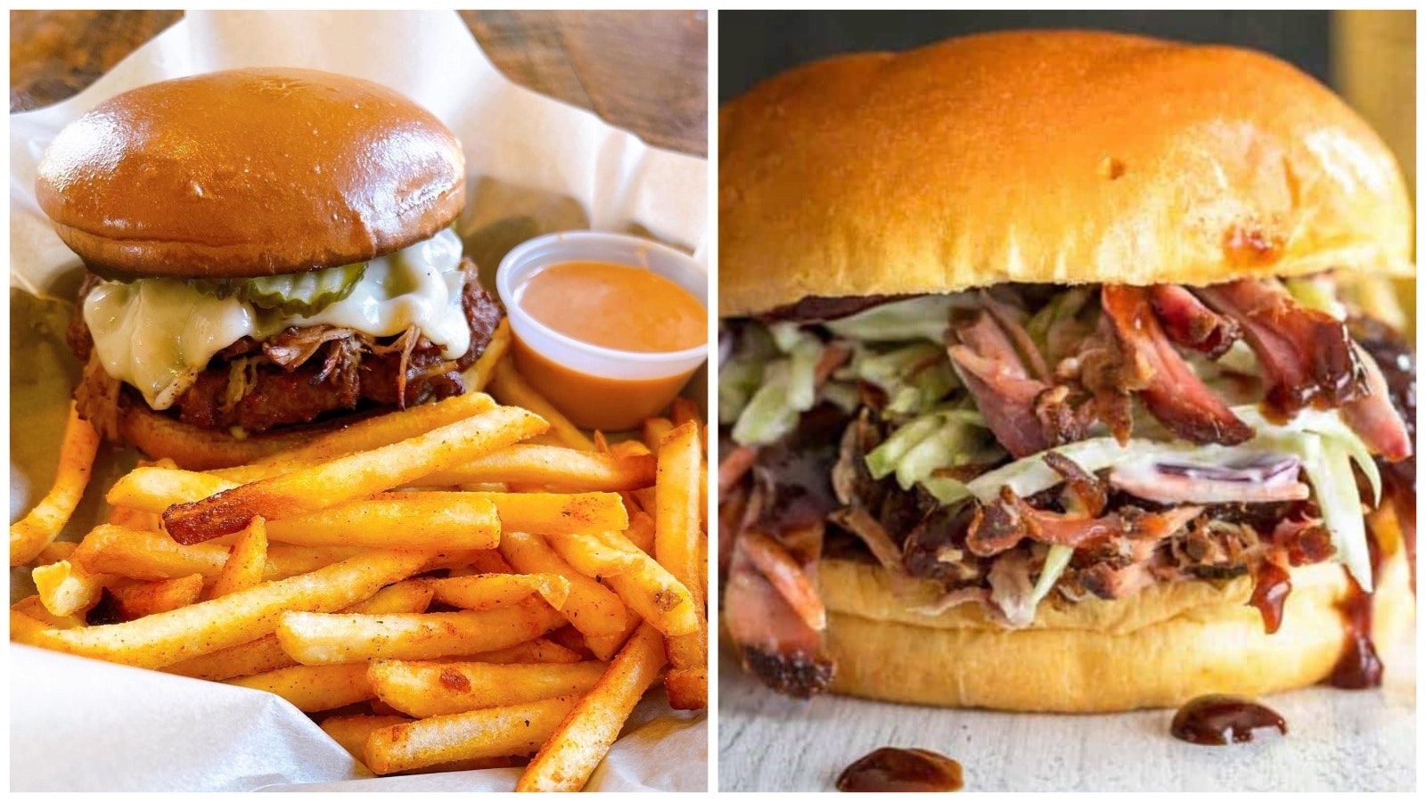 You can get more than sweets at the Shell Store. Try a burger and fries, left, or the whiskey pulled pork.