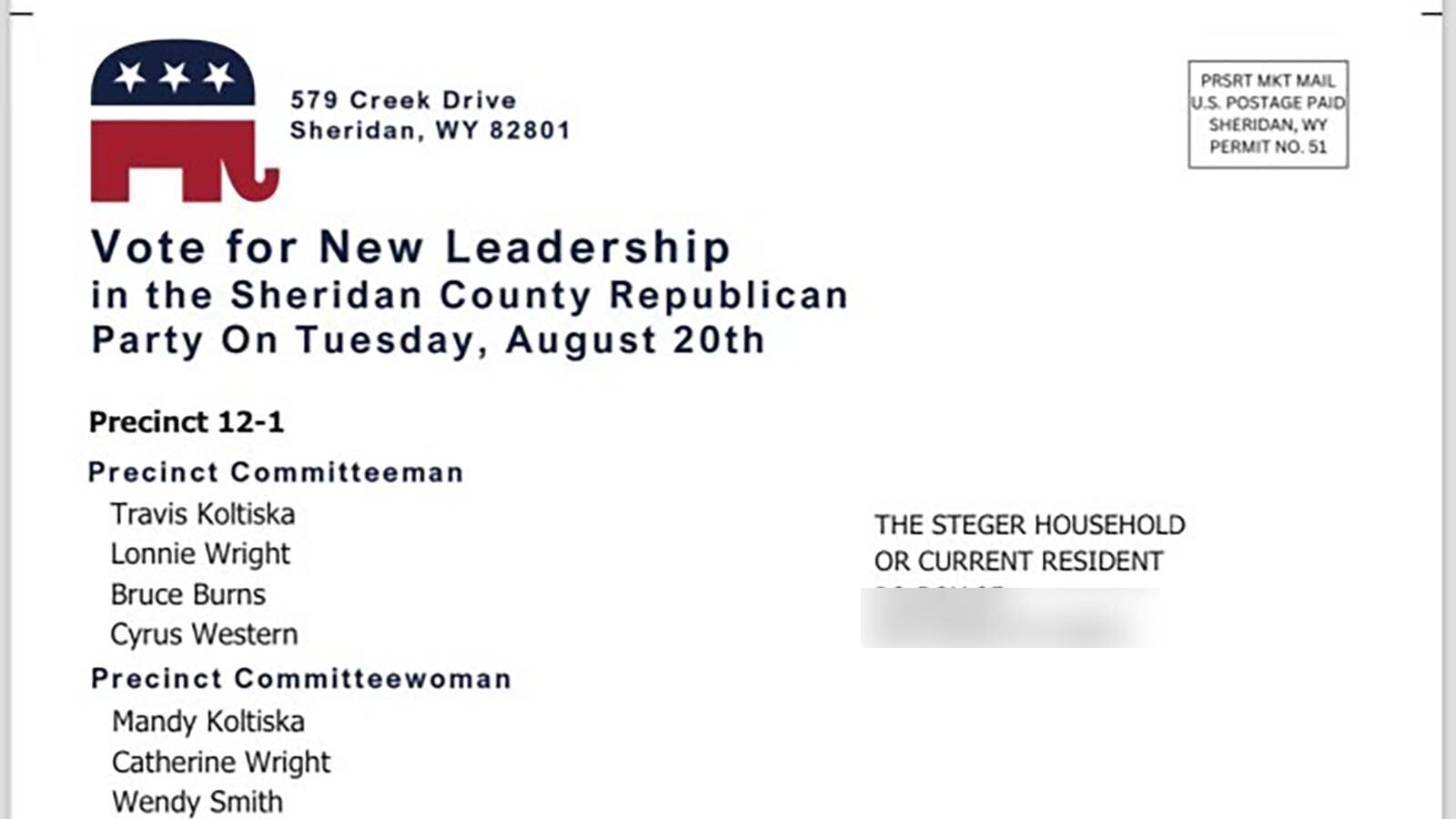 The Wyoming Republican Party has sent a cease-and-desist letter to the Better Sheridan County Leadership group to stop using the trademark GOP elephant logo.