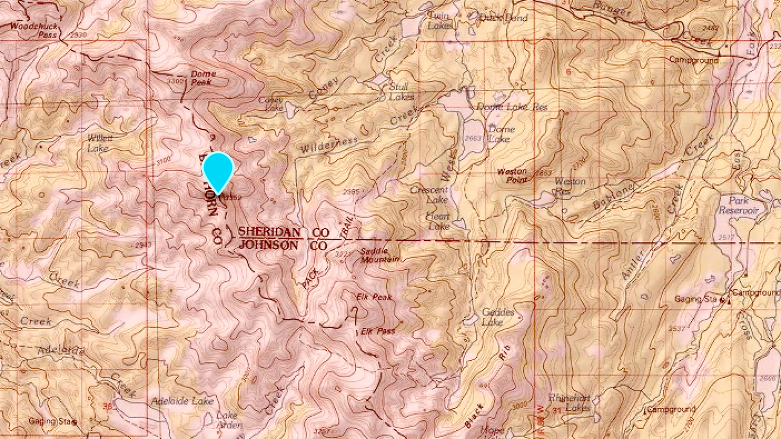 Sheridan High Point is near the border of Sheridan and Johnson counties.